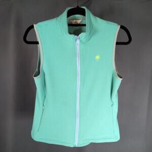 Lilly Pulitzer Light Blue Fleece Sleeveless Vest Preppy Golf Resort Wear Small